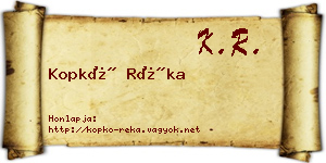 Kopkó Réka névjegykártya